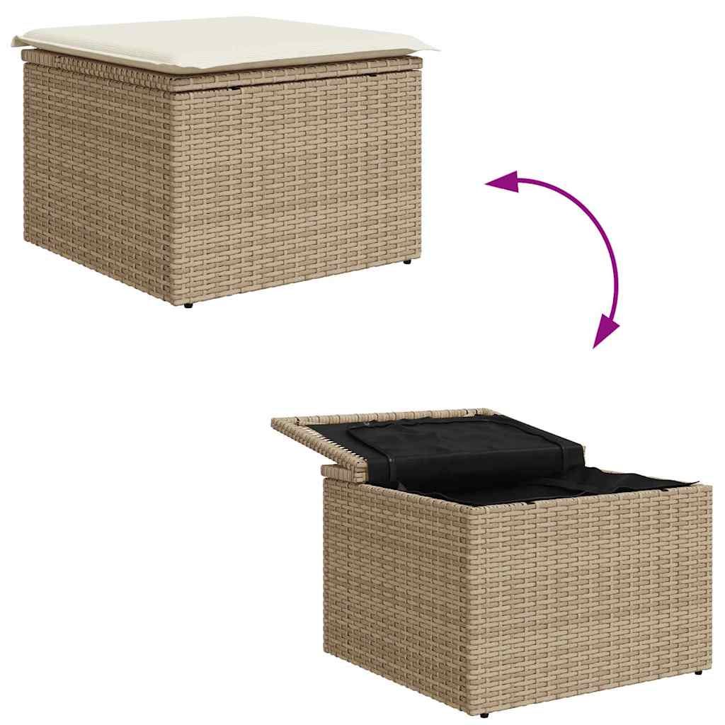 Garten-Sofa-Set mit Kissen mit Speicher 4 pcs Beige und Creme